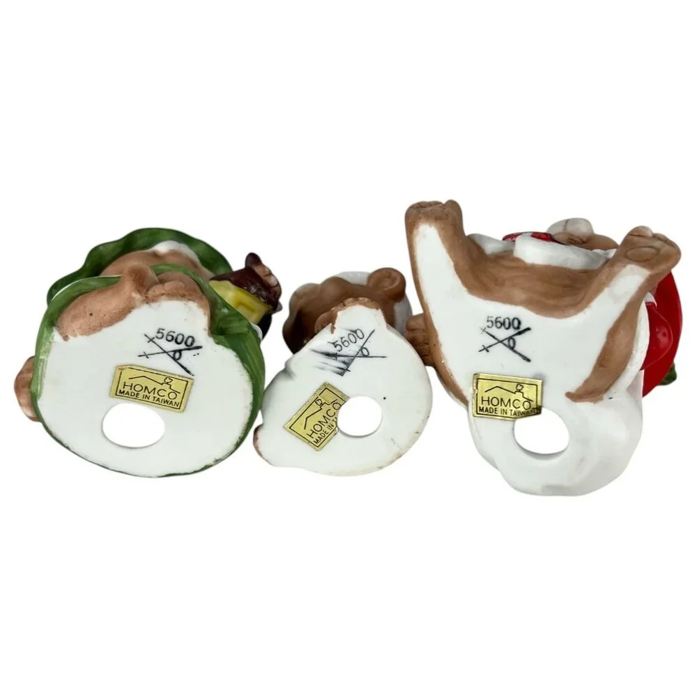 1980s‎ Homco Christmas Bear Figurine Family Set Of 3 Poppa Momma Baby #5600 VTG